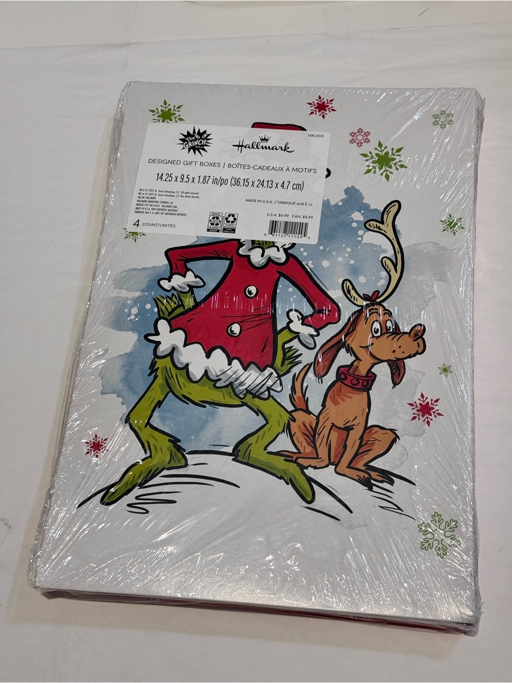 Hallmark Grinch & Max Festive Gift Boxes - Red, Green, White, Brown